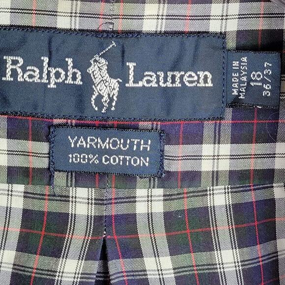 Polo Ralph Lauren Oxford Shirt Men's XXL 18 Tartan Plaid Yarmouth Button Down - Picture 4 of 10